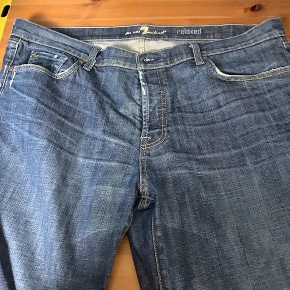 7 for all Mankind Mens Relaxed Front Button Wide Leg, Mid weight, Mid Wash Jeans - Picture 15 of 15